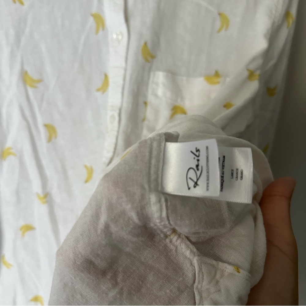 Rails Charli Banana Bunch Button Down White Blous… - image 8